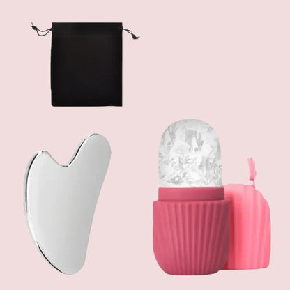 Zestaw BestieIceLift™ – Roller Chłodzący + Gua Sha na Opuchliznę Twarzy